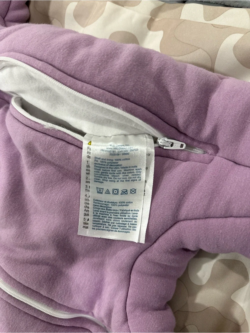 Halo Magic Sleepsuit in Lavender with White Trim